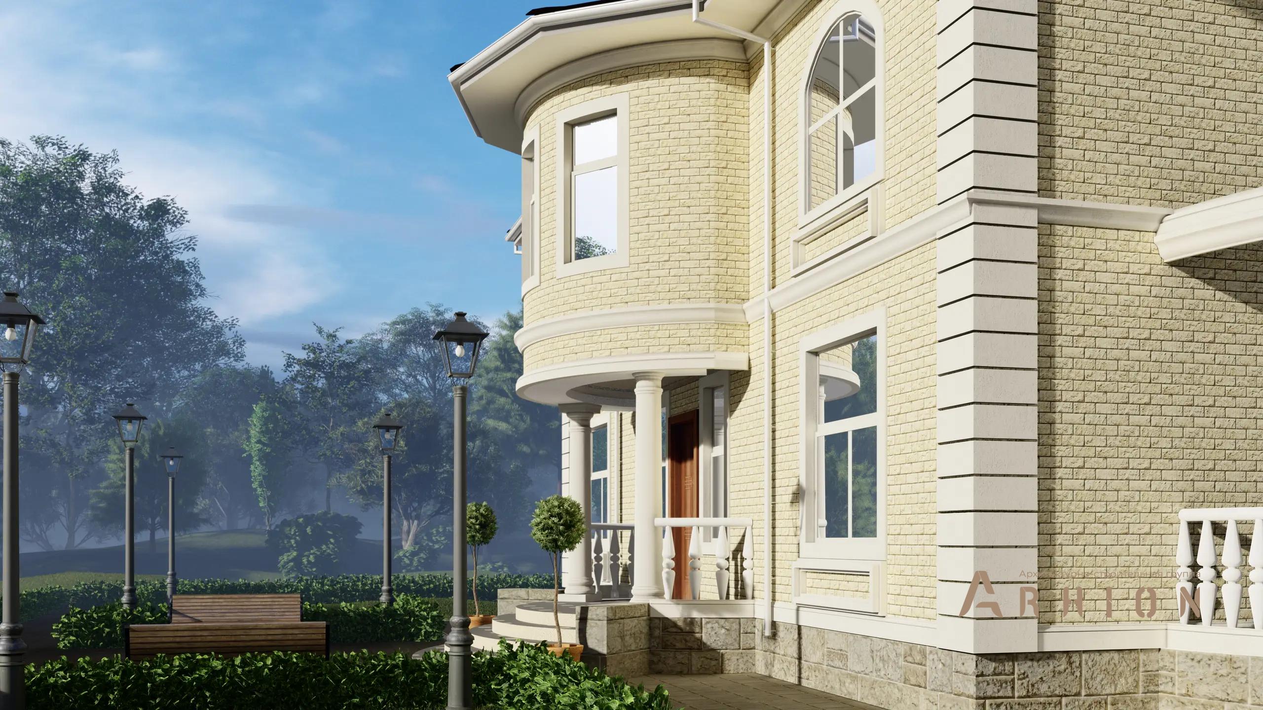 8. Проект двухэтажного дома в современном классическом стиле с четырехскатной, H-1302, площадью - 279 кв c терассой, балконом, эркером